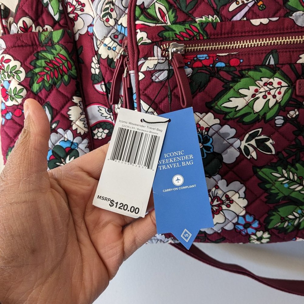 Vera Bradley Bordeaux Blooms Iconic Weekender Travel Bag - Picture 4 of 15